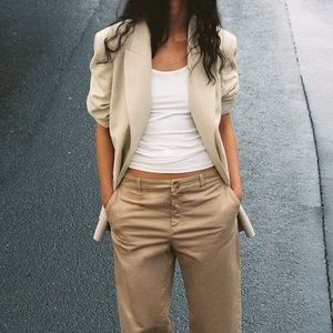 Zara Open Front Blazer, Light Beige, Size Medium